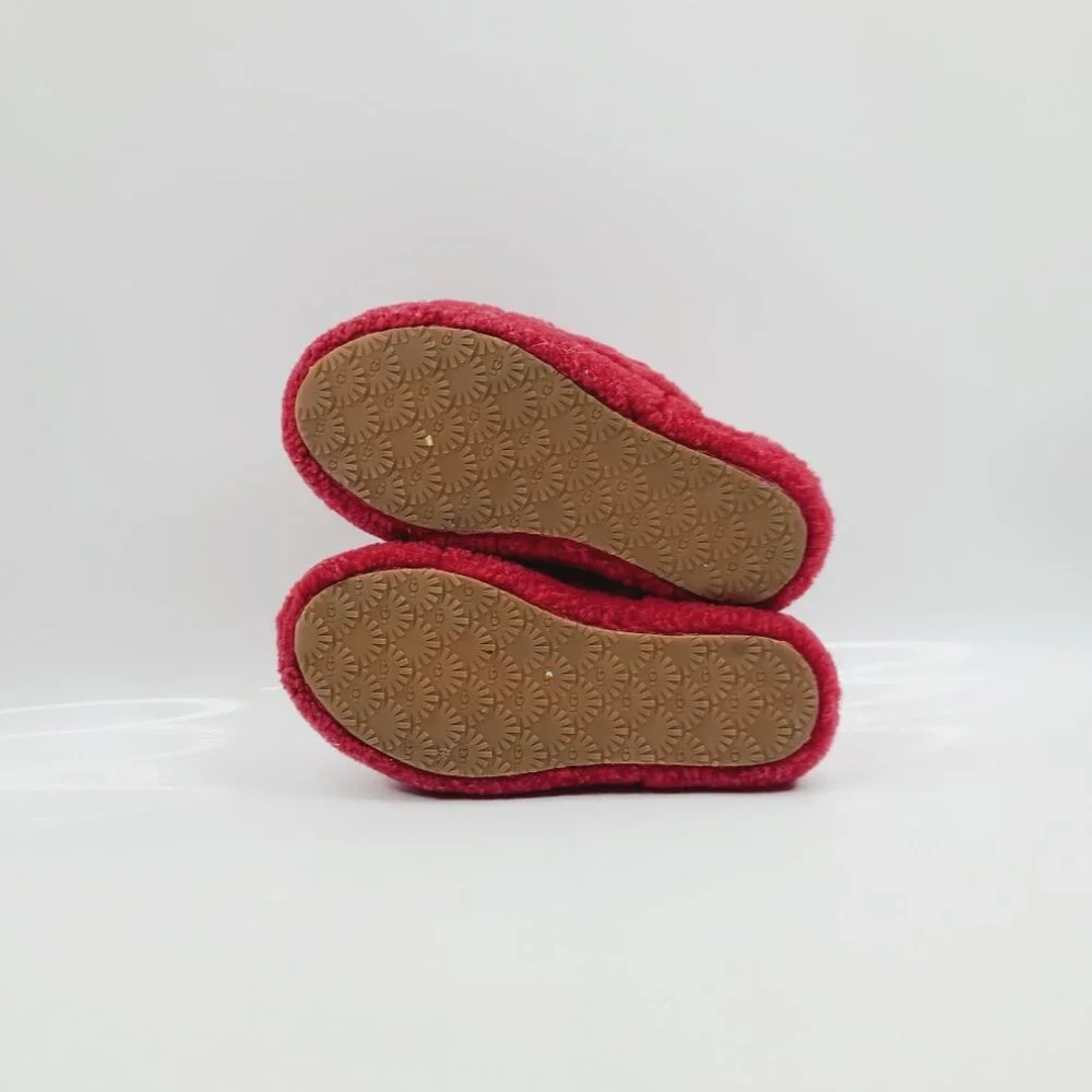 UGG Girls'‎ Red Current Fluff Yeah Sheepskin Slingback Slide Slipper Size US 7